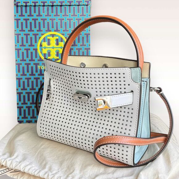 AUTHENTICATED NEW Tory Burch Petite Perforated Lee Radziwill Double Bag $798 - Picture 17 of 17